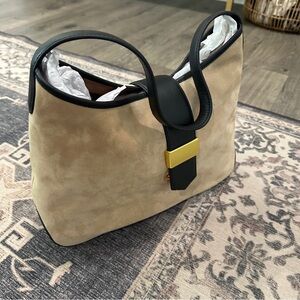 J. Crew Tan and Black Suede Shoulder Bag